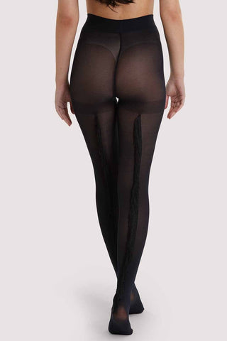 NEW! Fringed Seam Black Tights by Playful Promises