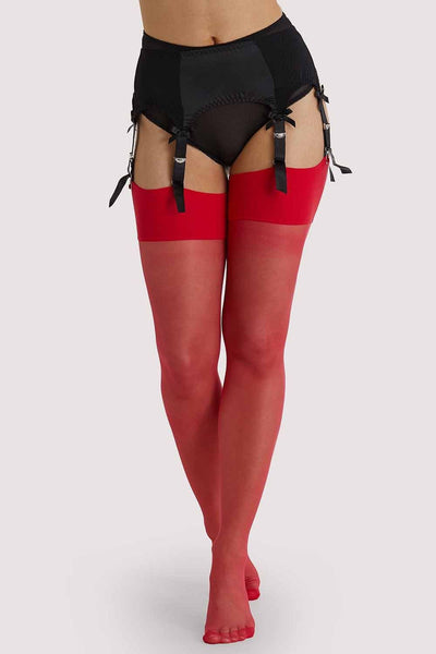 Lollipop Red Seamed Stockings by Playful Promises