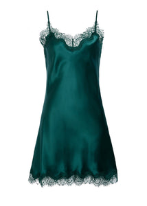 NEW! Sainted Sisters Silk Eyelash Lace Chemise Slip (Juniper)
