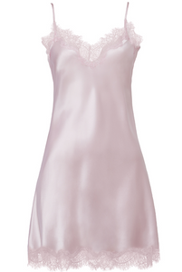 Sainted Sisters Silk Eyelash Lace Chemise Slip (Lilac)
