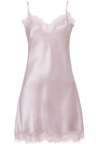 Sainted Sisters Silk Eyelash Lace Chemise Slip (Lilac)