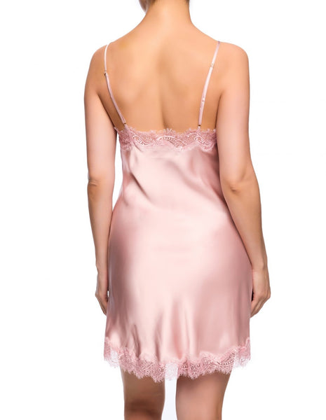 NEW! Sainted Sisters Silk Eyelash Lace Chemise Slip (Rose Pink)