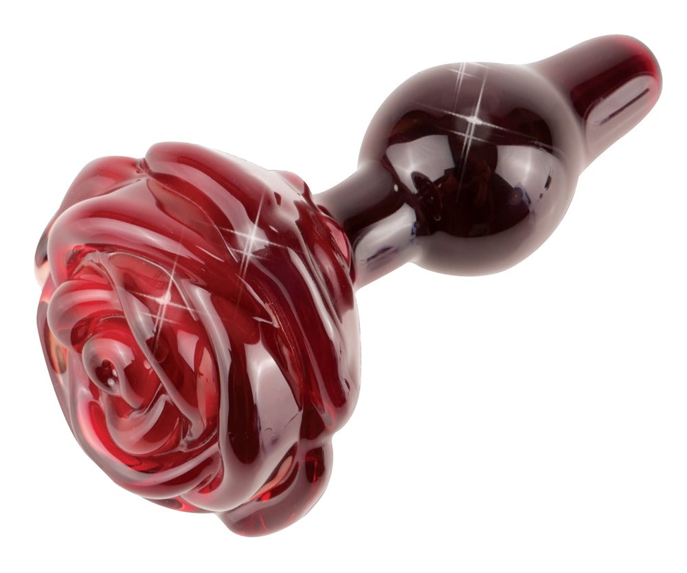 Red Rose Glass Butt Plug by Icicles