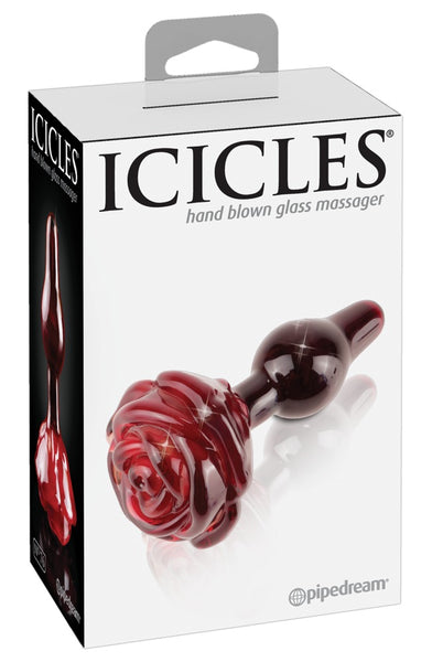 Red Rose Glass Butt Plug by Icicles