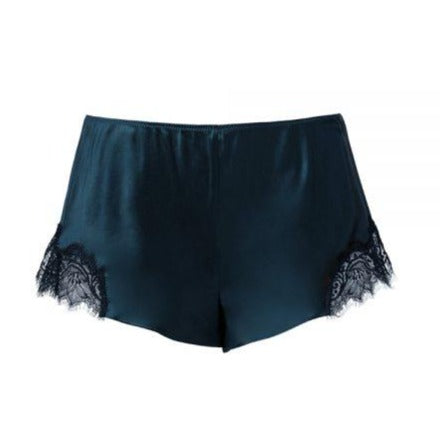 Sainted Sisters Silk Eyelash Lace French Knickers in Petrol - Last One!