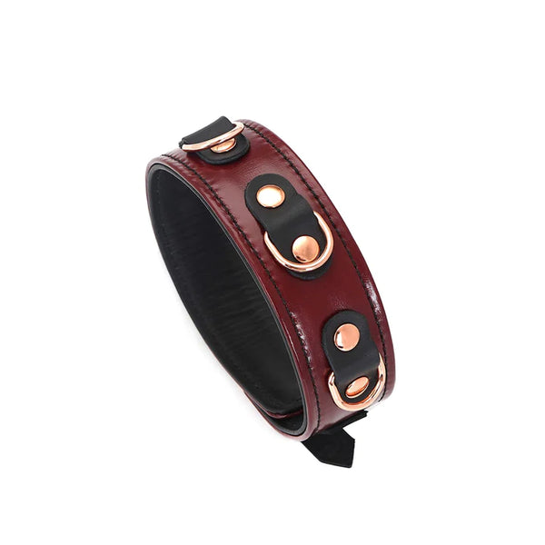 Leather Collar with Leash and Rose Gold Metal Hardware by Liebe Seele