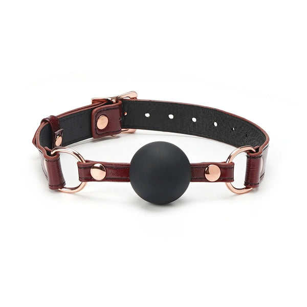 Wine Red Leather and Luxury Silicone Ball Gag by Liebe Seele