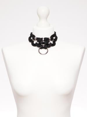 Megami Choker & Detachable Self Tie Harness Black
