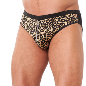 Animal Print Briefs With Zipper