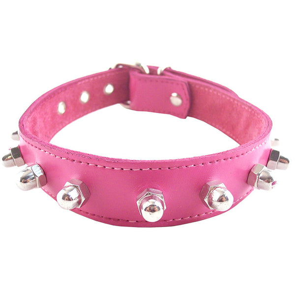 Nut Studs Leather Collar