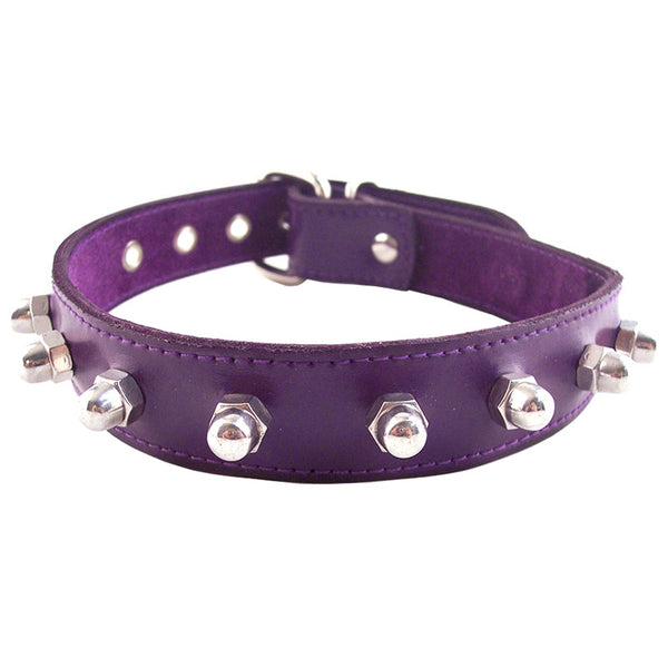 Nut Studs Leather Collar