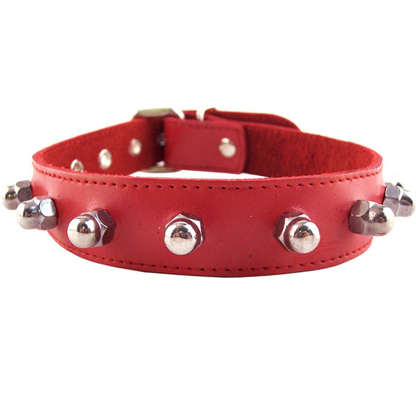 Nut Studs Leather Collar