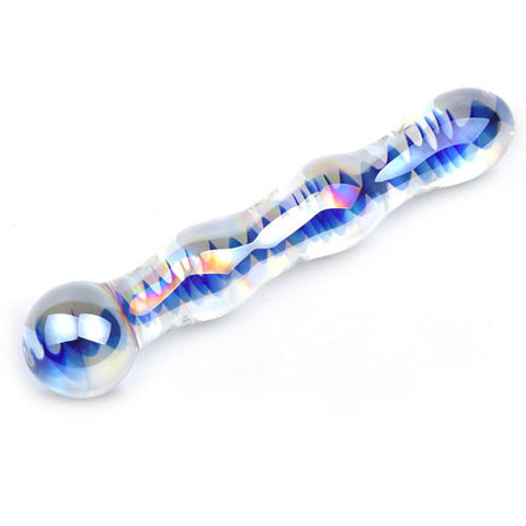 Wave Embossed Glass Dildo