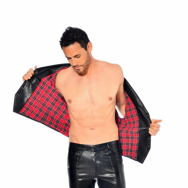 Nikola Fake Leather Gilet Tartan by Patrice Catanzaro