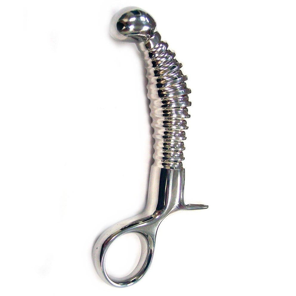 Prostate Probe Stainless Steel Ribbed With Handle