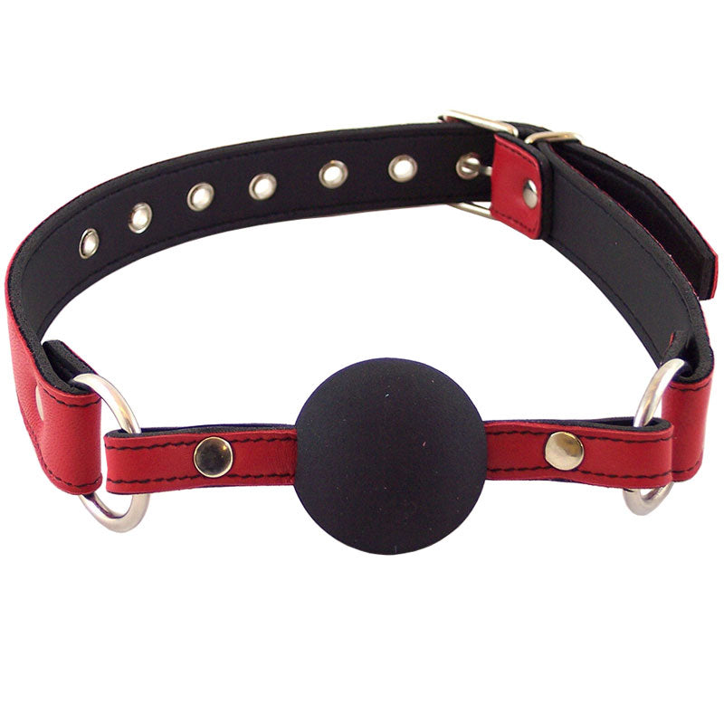 Luxury Leather Ball Gag - Red & Black