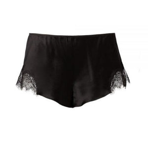 Sainted Sisters Silk Eyelash Lace French Knickers in Noir/Black