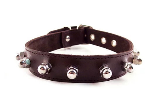 Nut Studs Leather Collar