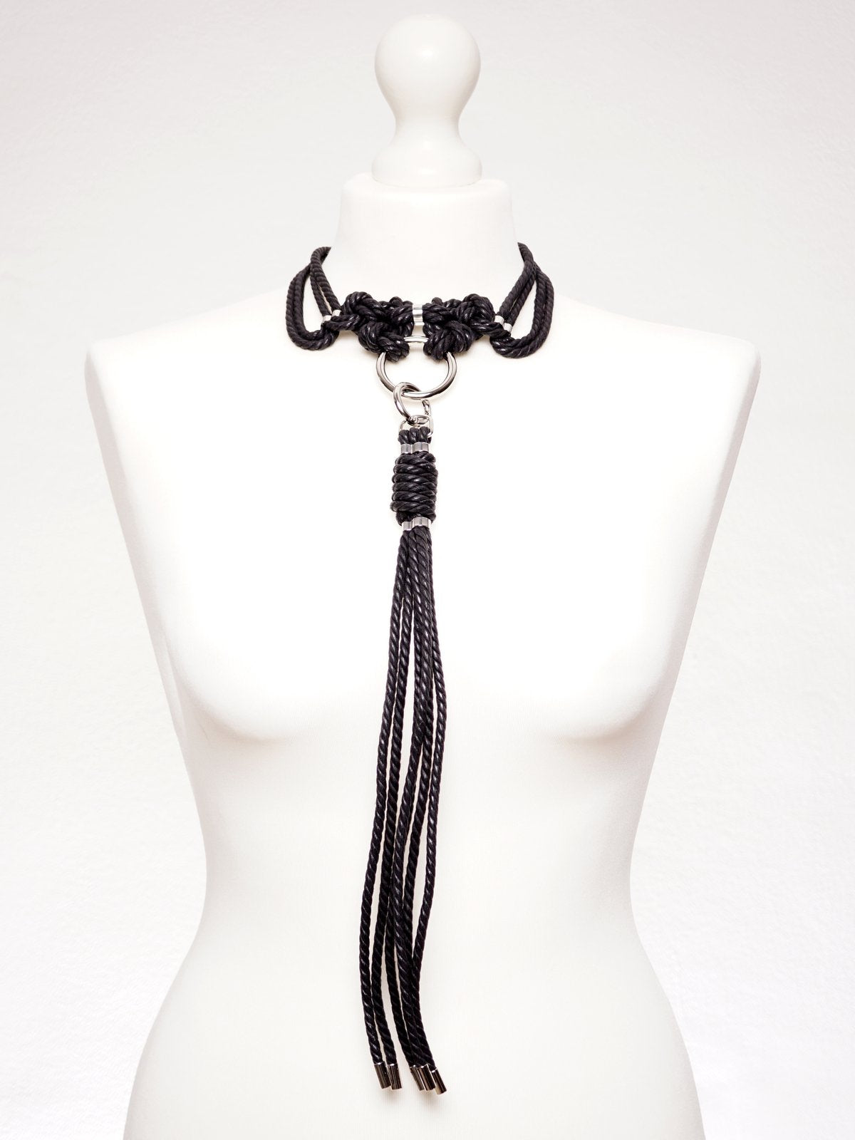 Kubi Shibari Choker w/ Detachable Whip Black