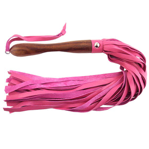 Wooden Handled Pink Leather Flogger