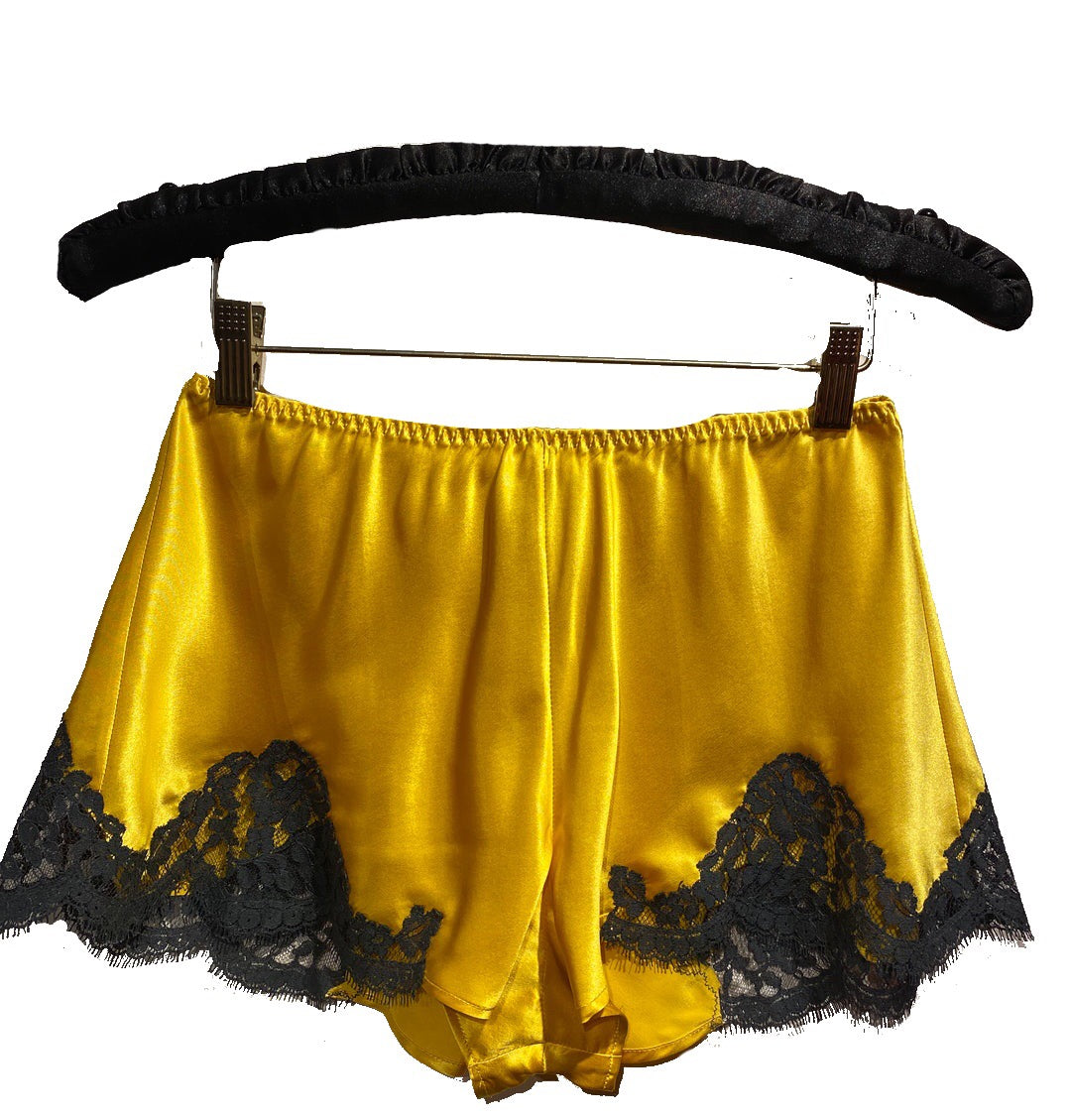 NEW! Yellow Marjolaine Silk French Knicker with Lace Applique