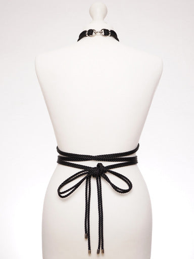 Megami Choker & Detachable Self Tie Harness Black