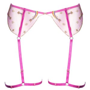 Coccinelle Rainbow Shooting Star Pride Embroidery Suspender Belt - Last one size UK20