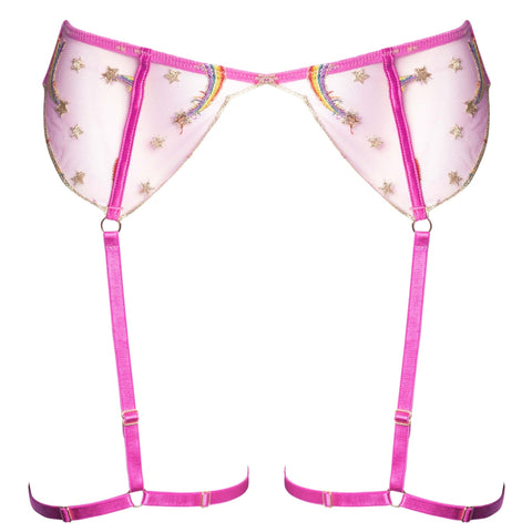 Coccinelle Rainbow Shooting Star Pride Embroidery Suspender Belt - Last Chance To Buy!