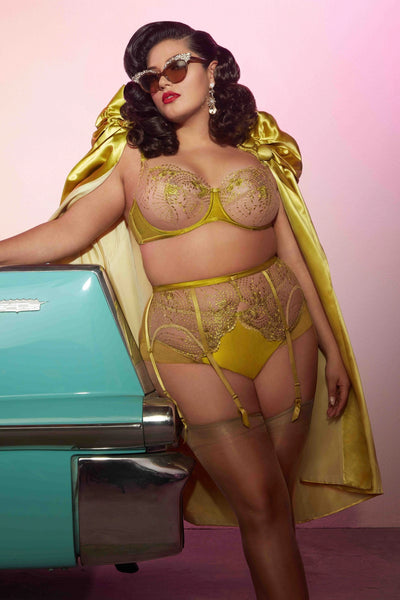 Julies Roses Chartreuse Underwire Bra - Last Chance to Buy!  34F