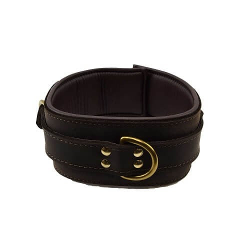 Wide Nubuck Leather Collar - Brown