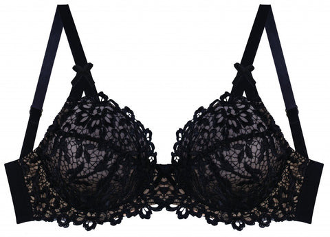 Bold Lace Dahlia Cage Bra Black - Last Chance To Buy! (32G)