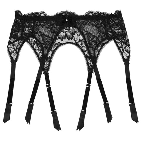 Delfina Black Lace 6 strap Suspender Belt Last Chance to Buy!  (XL/ UK16)