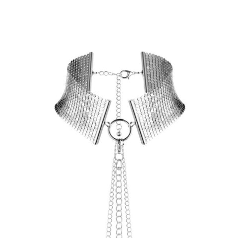 Bijoux Metallic Mesh Choker Chain Harness Silver