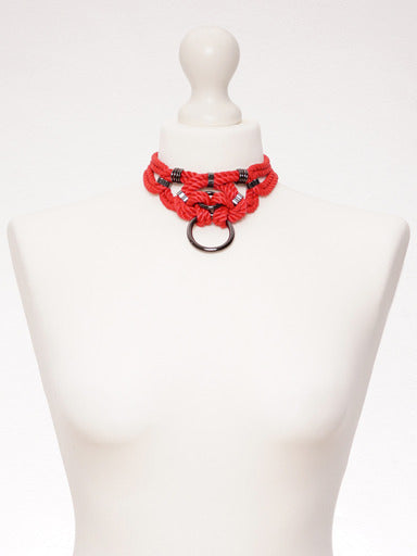 Megami Choker & Detachable Self Tie Harness Red