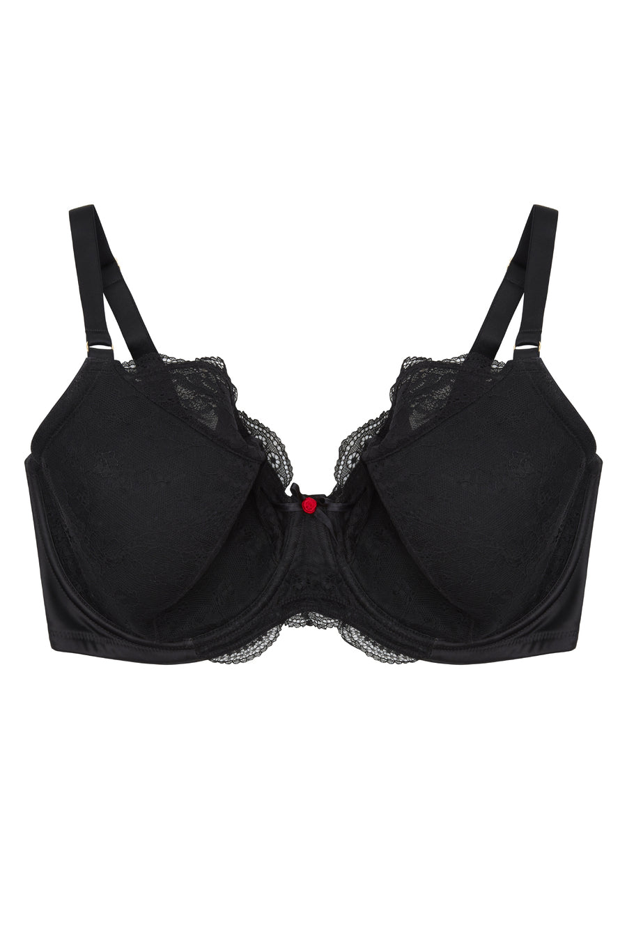 Fion Black Satin & Lace Full Bust Bra (LAST CHANCE TO BUY)