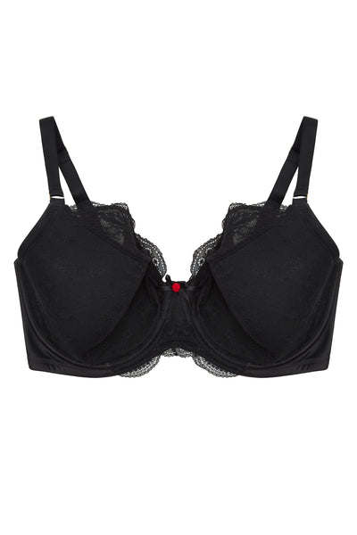 Fion Black Satin & Lace Full Bust Bra (LAST CHANCE TO BUY)