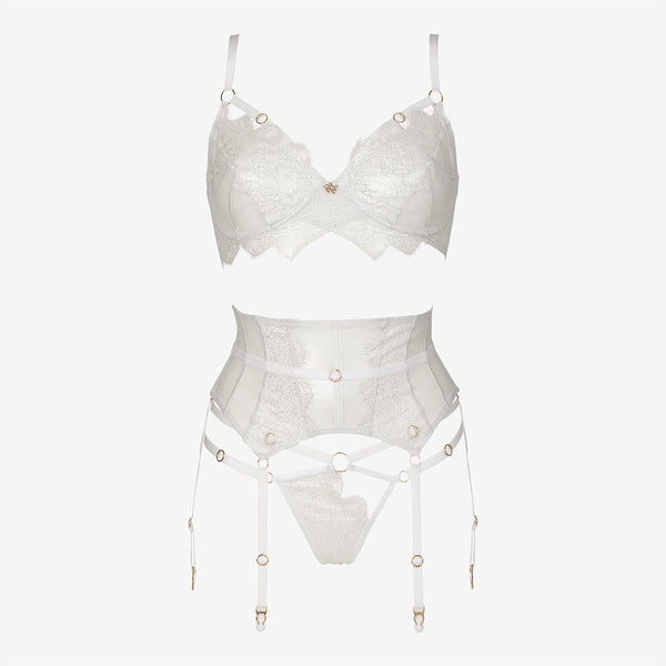 Giselle Iridescent White Lace Bra
