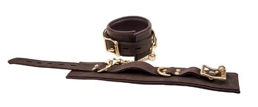 Pleasure Bound Nubuck Leather and Gold Ankle Cuffs - She Said Boutique - 2