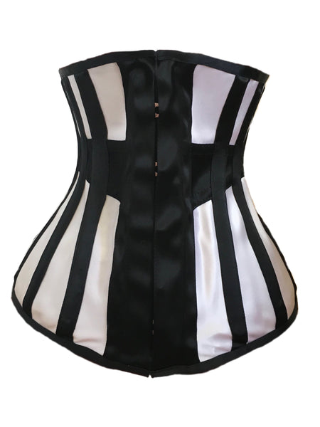 Longline Underbust Corset in Black / Pink Contrast