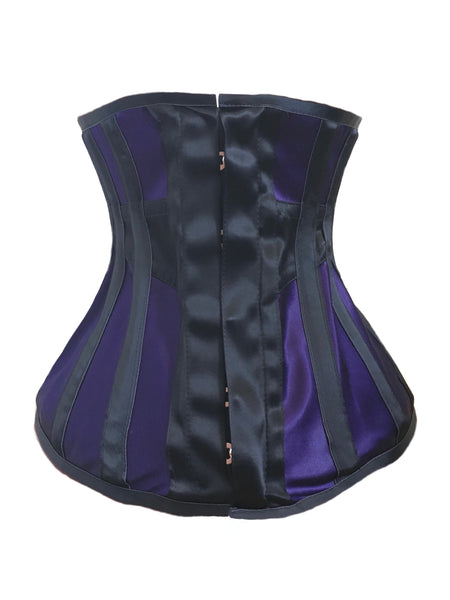 Longline Underbust Corset in Black / Pink Contrast