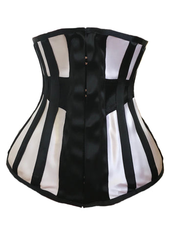 Longline Underbust Corset in Black / White Contrast