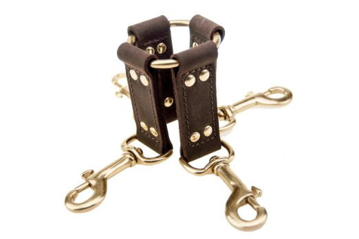 Pleasure Bound Nubuck Leather And Gold Hogtie - She Said Boutique - 1
