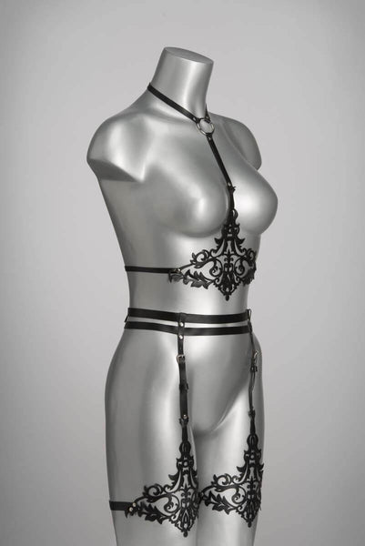 Lilly Luxury Leather Couture Suspender Belt by VoyeurX
