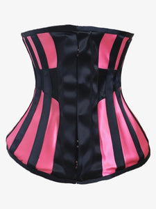 Longline Underbust Corset in Black / Pink Contrast