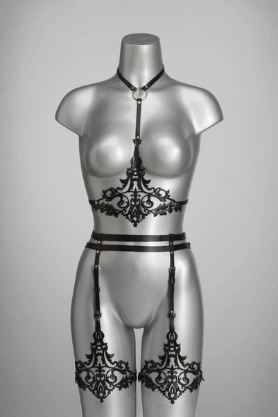 Lilly Luxury Leather Couture Suspender Belt by VoyeurX