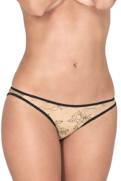 Open Back Nude Floral Brief