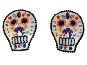 Sugar Skull Crystal Nipple Pasties (Small)