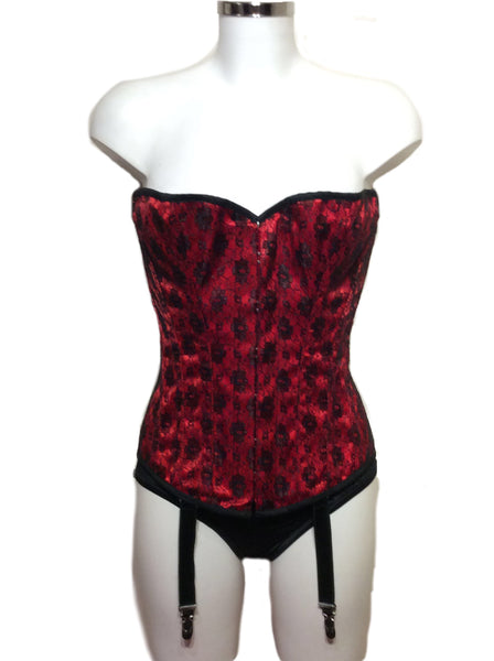 Longline Satin Corset with Lace Overlay