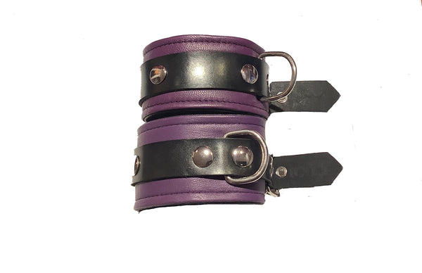 Purple & Black Leather Cuffs