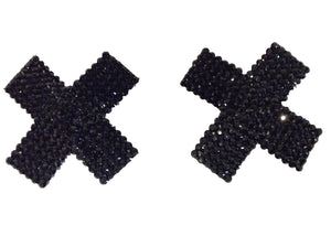 Black Crystal Cross Nipple Pasties